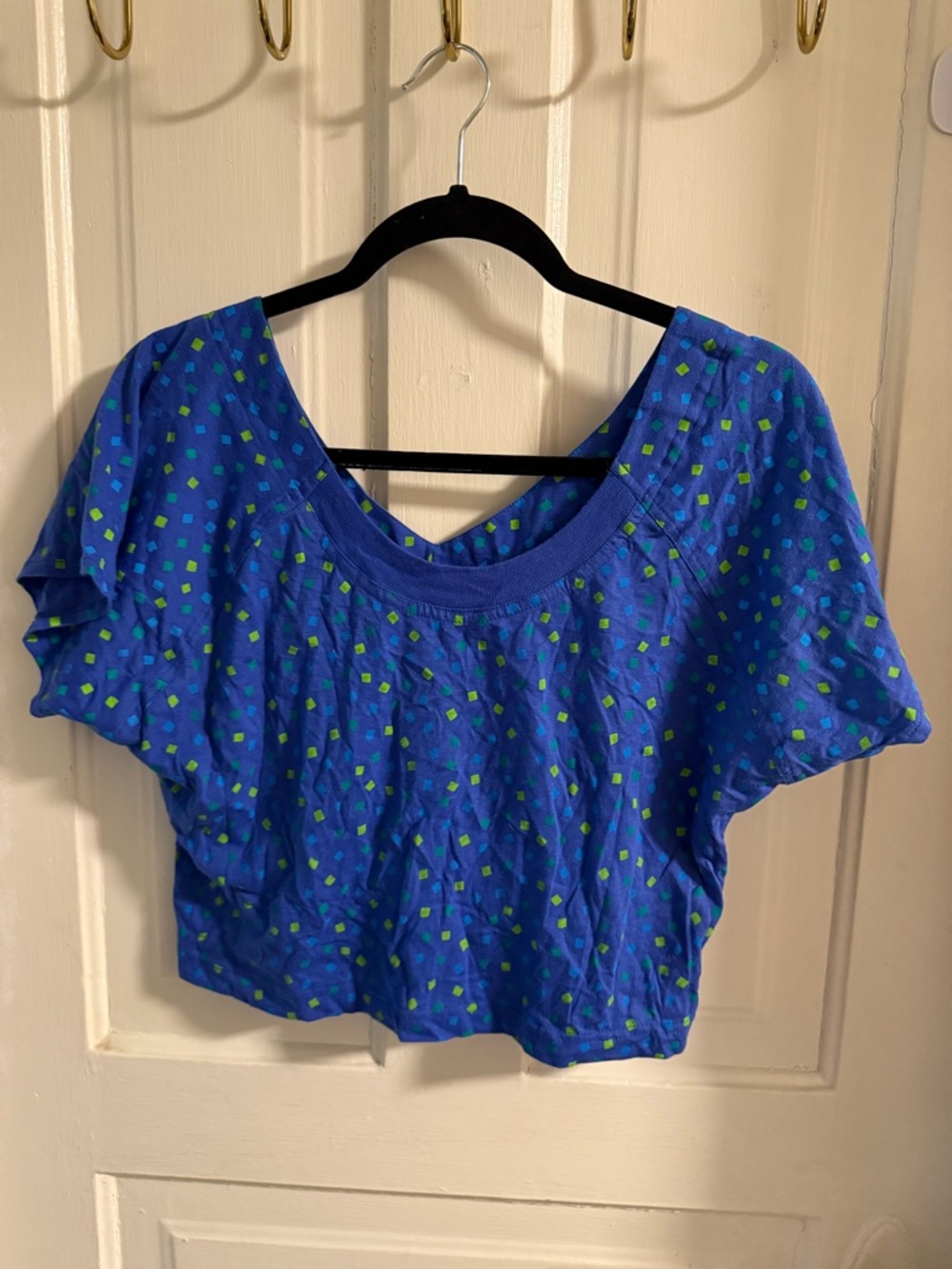 Vintage Y2K cotton crop top blue summer shirt